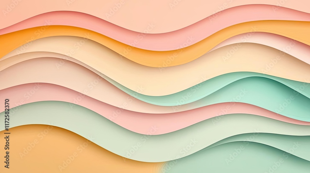 Poster pastel abstract background idea. colorful abstract waves in soft tones, perfect for backgrounds and 