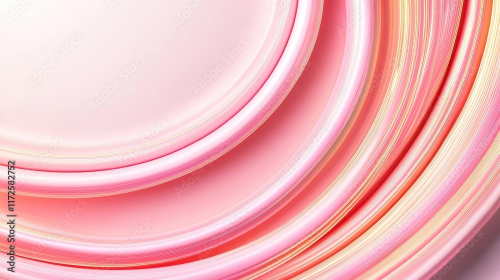 Poster Neon abstract background idea. Abstract composition of circular layers in soft pink tones creating a soothing effect.