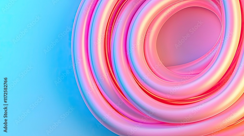 Poster Neon abstract background idea. Colorful abstract design with vibrant loops creating a sense of depth and movement.
