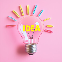 Fototapeta premium A glowing light bulb with the word 