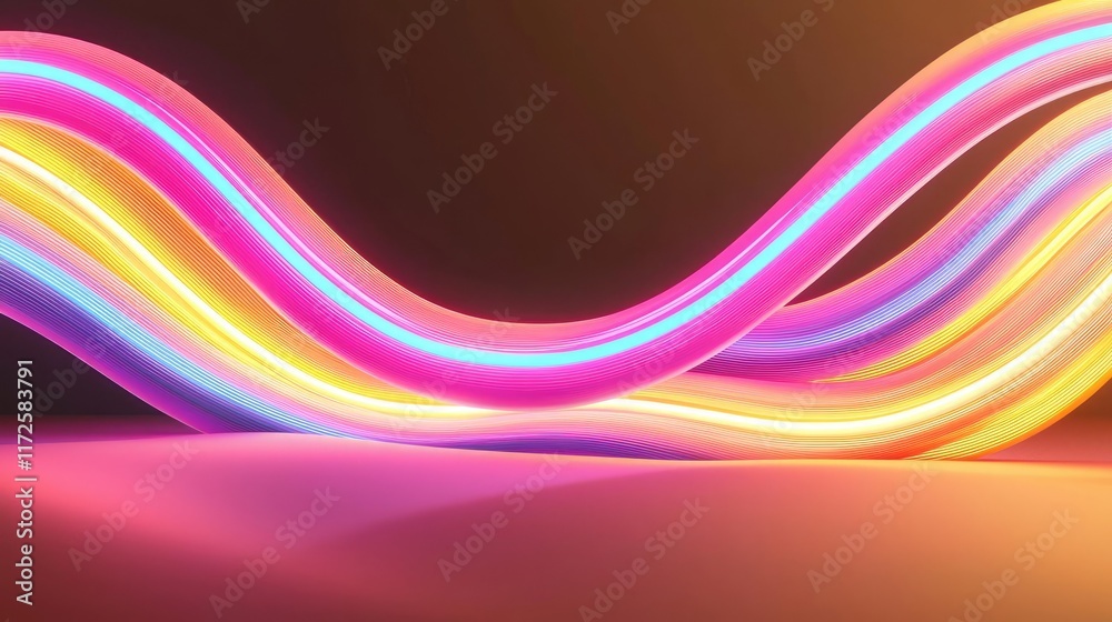 Aufkleber Neon abstract background idea. Vibrant neon waves in a blend of glowing colors creating a dynamic visual effect.