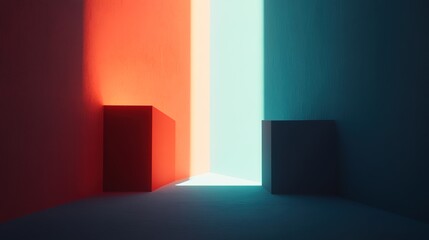 Abstract Light and Shadow Play in Colorful Geometric Space