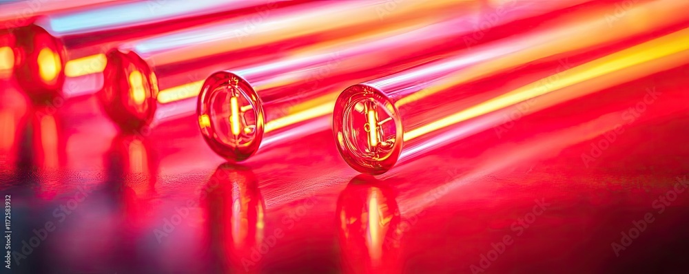 Poster neon abstract background idea. close-up of glowing neon tubes emitting vibrant red light in a dark b