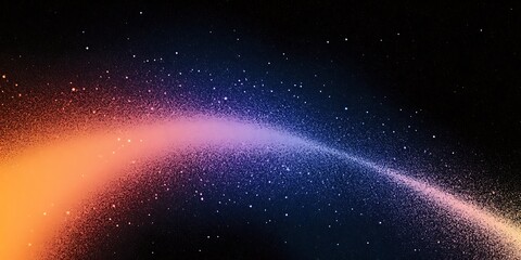 An abstract photo of purple and blue light streaks in a dark background
