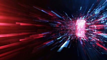 Obraz premium Abstract Futuristic Digital Data Space with Glowing Lines and Light