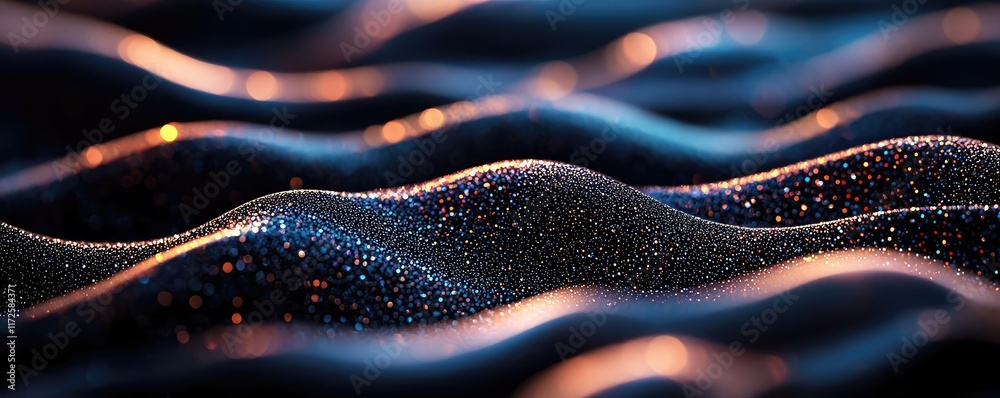 Aufkleber Glitter abstract background concept. Abstract close-up of waves with water droplets reflecting light, creating a mesmerizing effect.