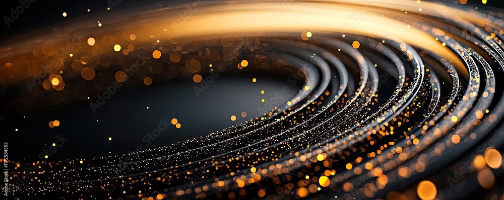 Aufkleber Glitter abstract background concept. Abstract background with flowing lines and glowing particles in warm hues.