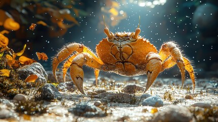 Fototapeta premium Majestic Coastal Crab: A Stunning Close-Up