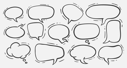 Fototapeta premium bubble speech set collection movement symbol with doodle sketch ink vector