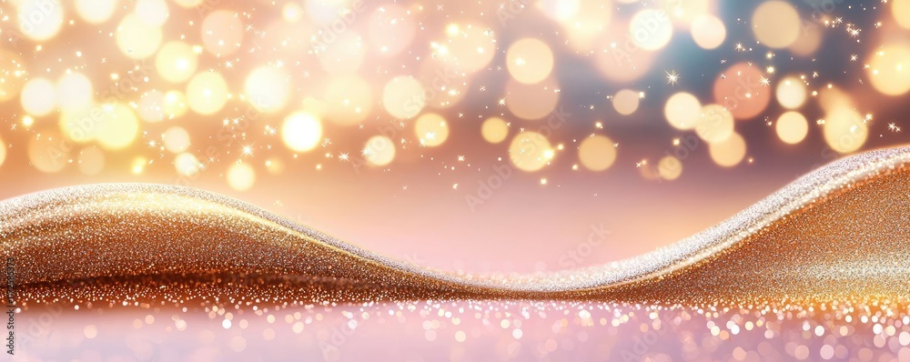 Poster Glitter abstract background concept. Soft waves of shimmering fabric with a dreamy bokeh background.