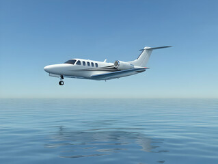 Fototapeta premium Private Jet 3D Render Ocean Flight