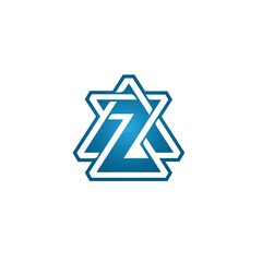 Letter AZ Logo Blue Single