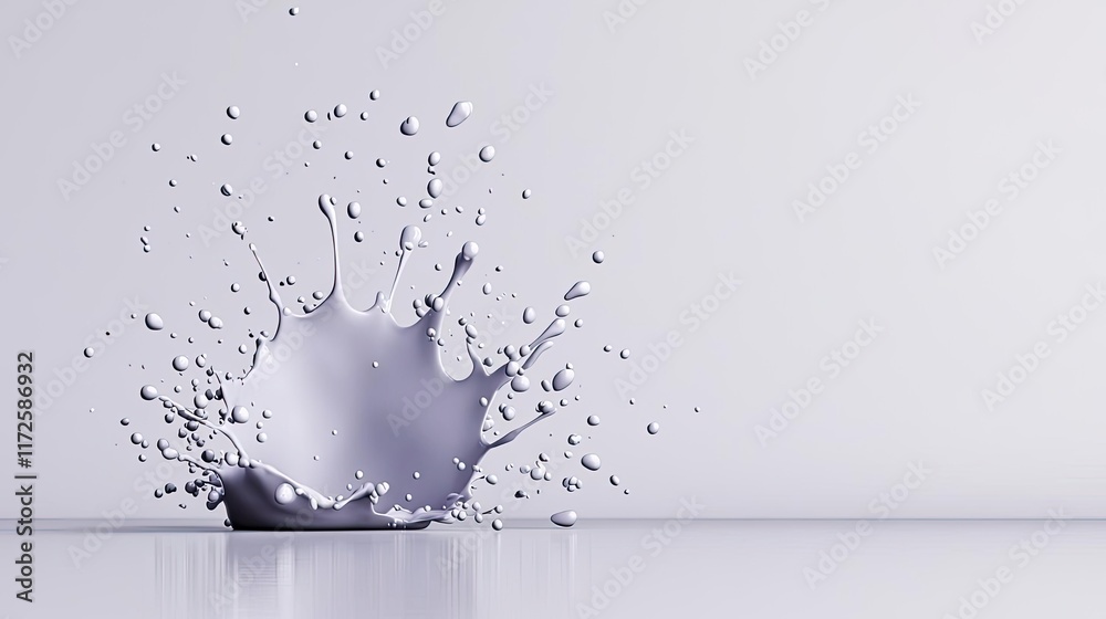 Poster Splash abstract background concept. A dynamic splash of liquid creating mesmerizing droplets on a smooth surface.