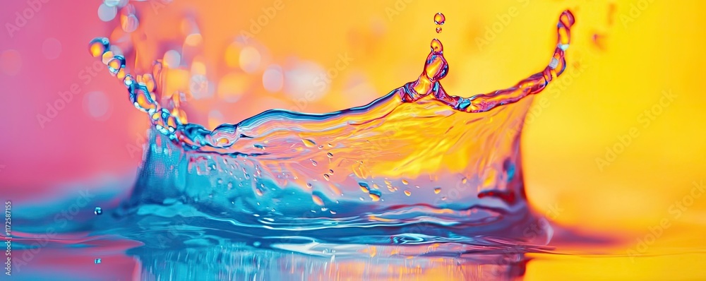 Poster Splash abstract background concept. Vibrant splash of water with colorful background creating an eye-catching visual effect.