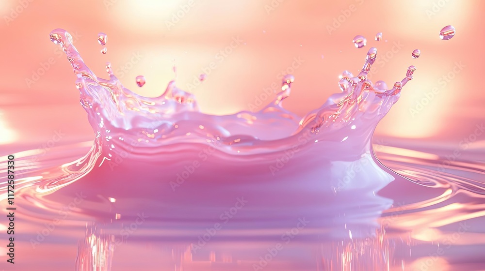 Poster Splash abstract background concept. Beautiful splash of pink water creating dynamic ripples and captivating reflections.