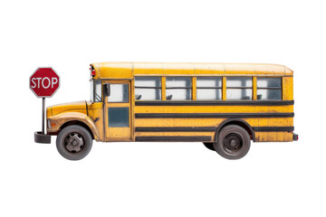 A classic yellow school bus with a stop sign, designed for student transport.