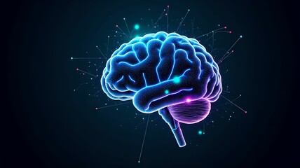 An abstract image of a "brain" made up of a network of lines and dots.