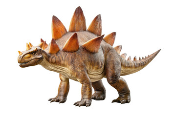 Obraz premium A detailed model of a stegosaurus featuring prominent back plates and a stout body with a spiked tail.