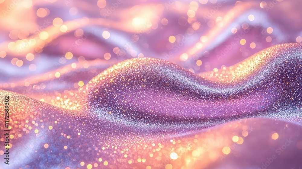 Poster glitter abstract background concept. a close-up view of shimmering glitter fabric with soft waves an