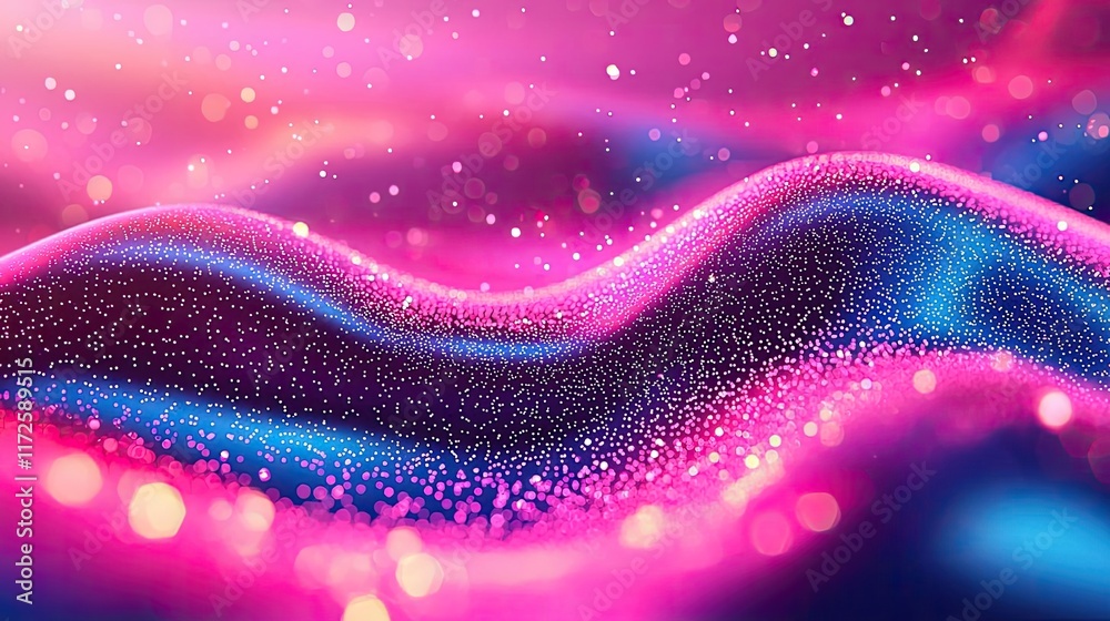 Poster Glitter abstract background concept. Vibrant waves of color creating a mesmerizing abstract digital landscape.