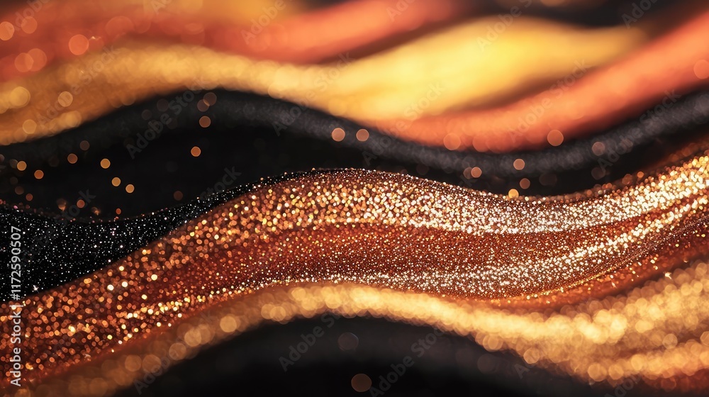 Poster Glitter abstract background concept. Abstract waves of glittery gold and black create a stunning visual effect.