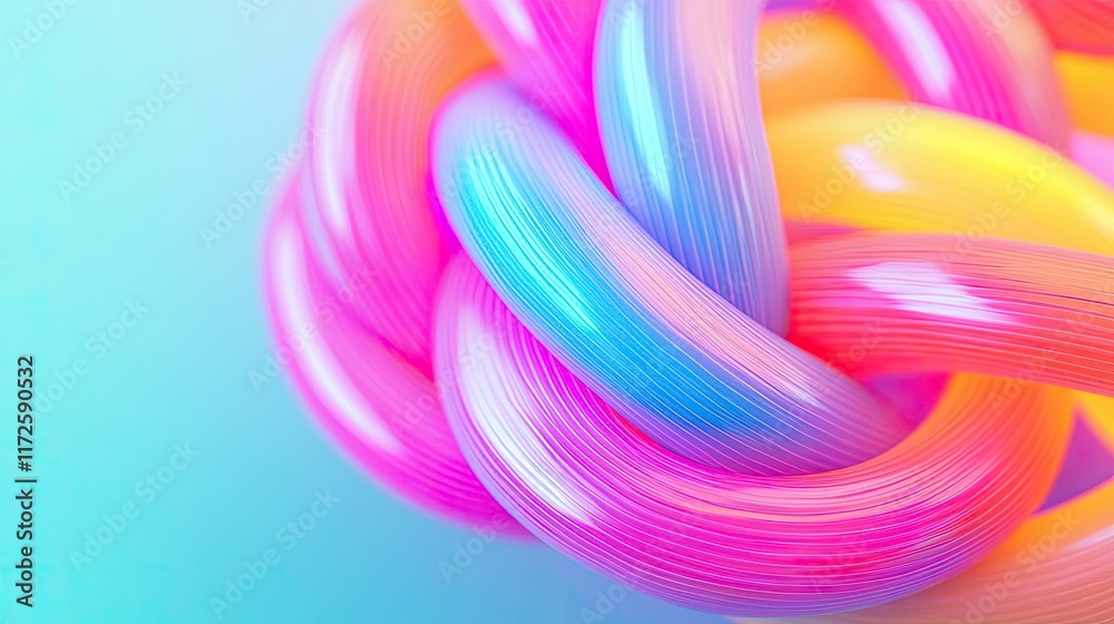 Poster neon abstract background idea. vibrant colorful abstract knot design with smooth, flowing curves and
