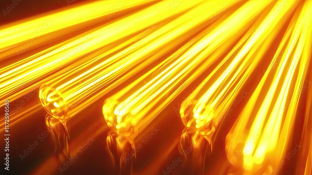 Poster Neon abstract background idea. Dynamic yellow light beams creating a vibrant abstract background.