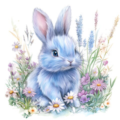 Pastel Easter Garden Clipart Vector Illustration