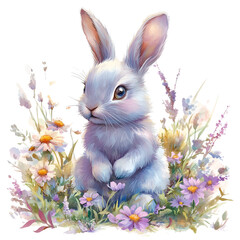 Pastel Easter Garden Clipart Vector Illustration