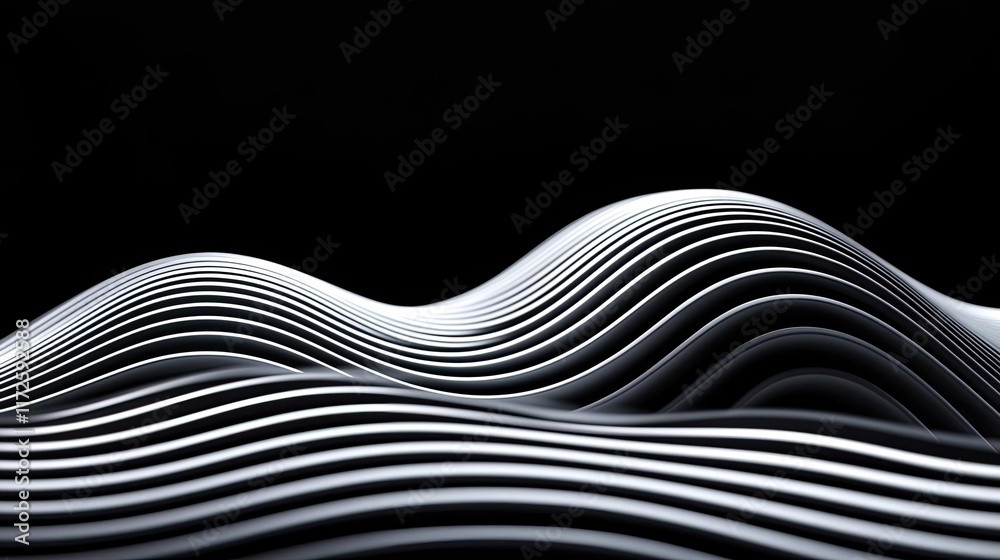 Aufkleber Waves abstract background idea. Abstract wave patterns in monochrome creating a sense of movement and depth.