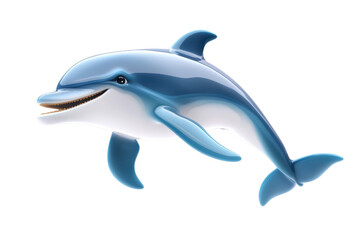 Fototapeta premium A playful dolphin swims gracefully, showcasing its sleek body and vibrant blue tones.