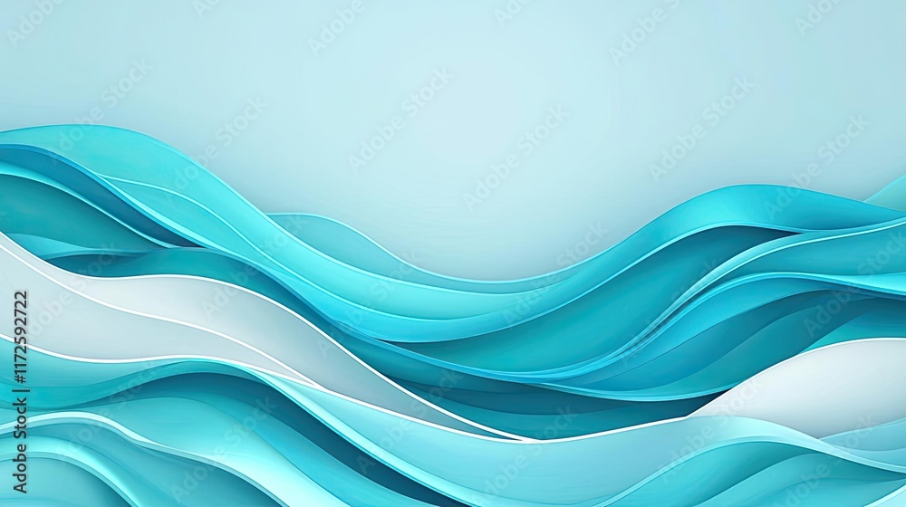 Poster Waves abstract background idea. Abstract waves of blue and white create a calming visual effect in this design.