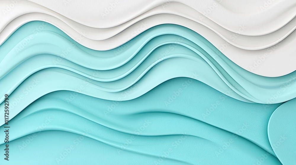 Poster waves abstract background idea. abstract waves in soothing blue and white tones create a modern, cal