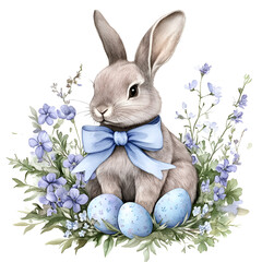Pastel Easter Garden Clipart Vector Illustration