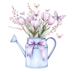 Pastel Easter Garden Clipart Vector Illustration