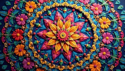Circular mandalas with floral motifs, delicate details, design, illustration