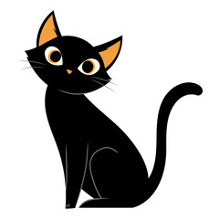 Black cat cartoon illustration