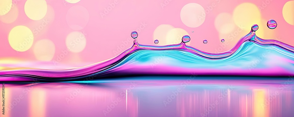 Poster Splash abstract background concept. A vibrant blend of colorful water droplets creating a dynamic splash against a soft backdrop.