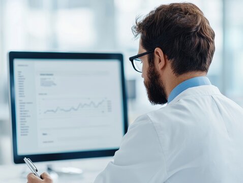 A focused professional analyzes data on a computer screen, showcasing a modern workspace and the importance of analytics in decision-making.