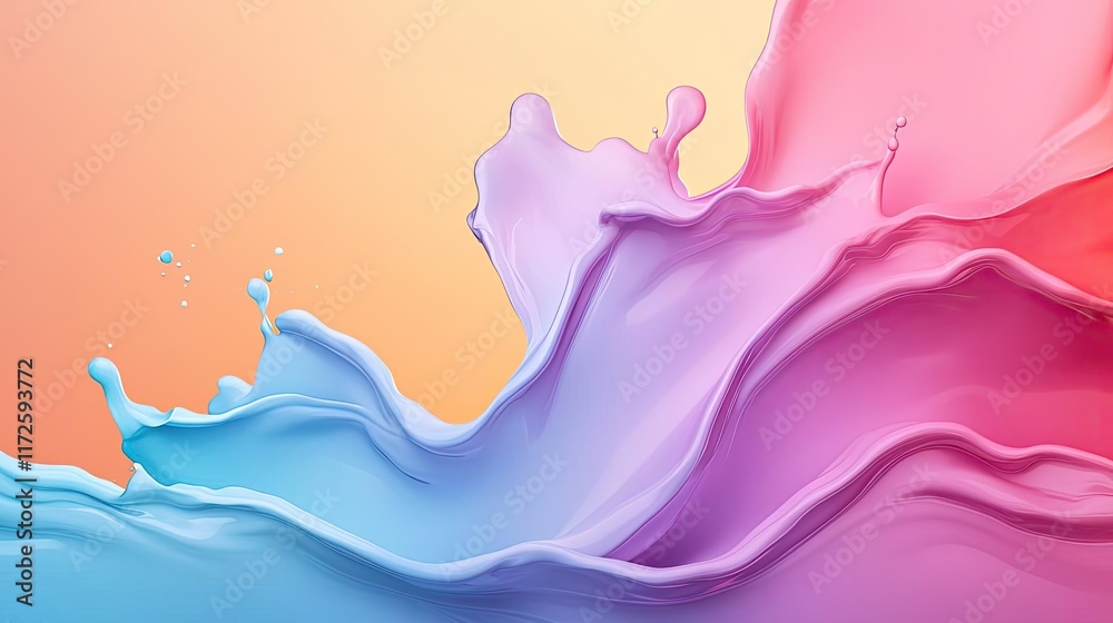 Poster splash abstract background concept. vibrant splash of pink and blue paint creating an abstract artis