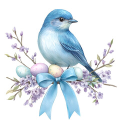 Pastel Easter Garden Clipart Vector Illustration