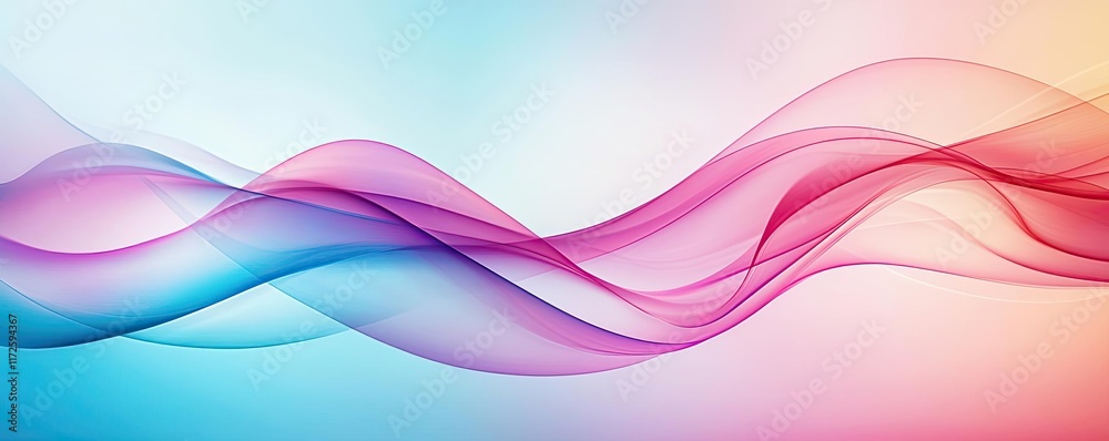 Poster Waves abstract background idea. Abstract wavy background with colorful gradients and smooth flow of shapes.