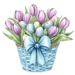 Pastel Easter Garden Clipart Vector Illustration