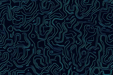 Fototapeta premium Abstract close-up of a glowing blue digital circuit board, showcasing intricate connections and technological design on a black background. 