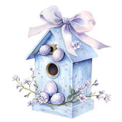 Pastel Easter Garden Clipart Vector Illustration
