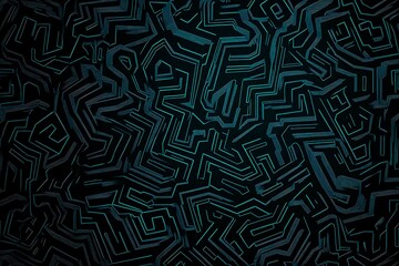 Abstract close-up of a glowing blue digital circuit board, showcasing intricate connections and technological design on a black background.
