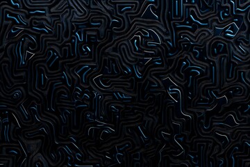 Fototapeta premium Abstract close-up of a glowing blue digital circuit board, showcasing intricate connections and technological design on a black background. 