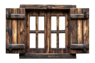 old rustic wooden window isolated