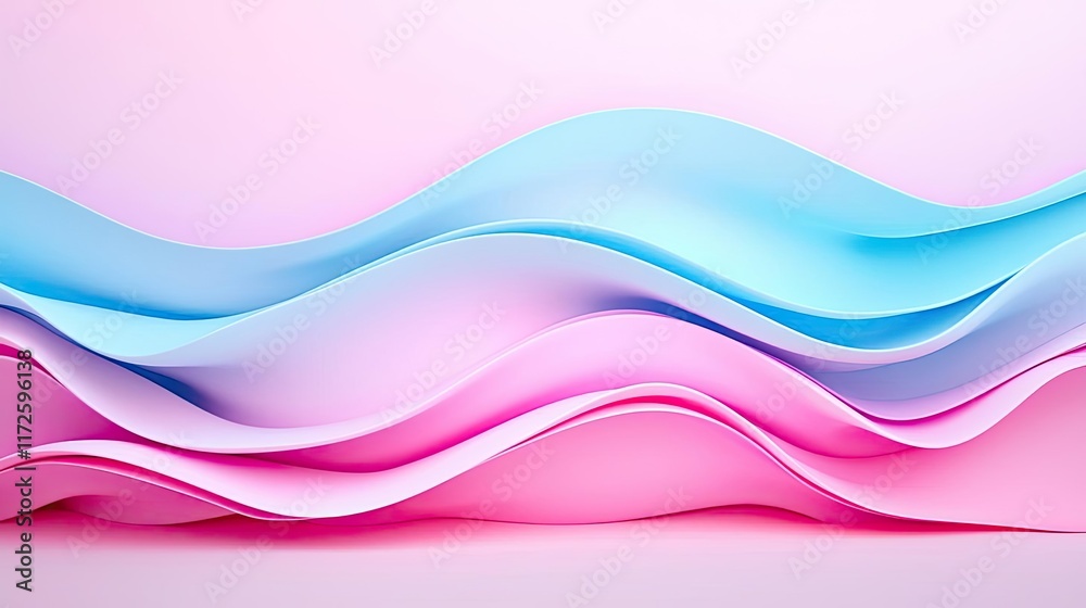 Poster waves abstract background idea. colorful waves of paper create a dynamic, soft ambiance in pastel hu