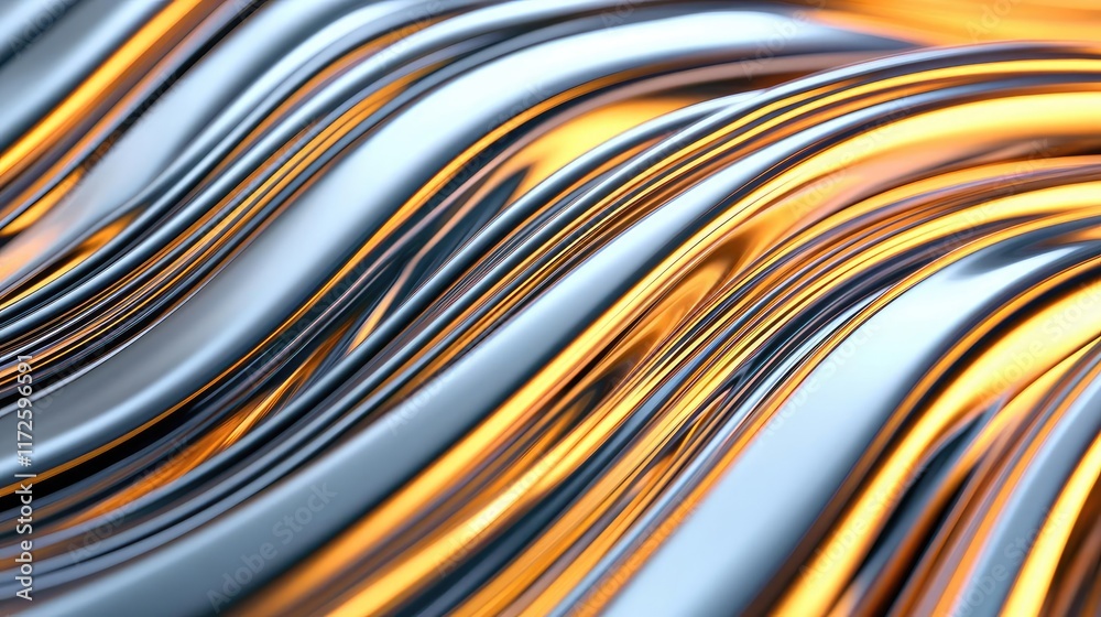 Poster Splash abstract background concept. Vibrant waves of gold and silver create a dynamic and captivating visual texture.